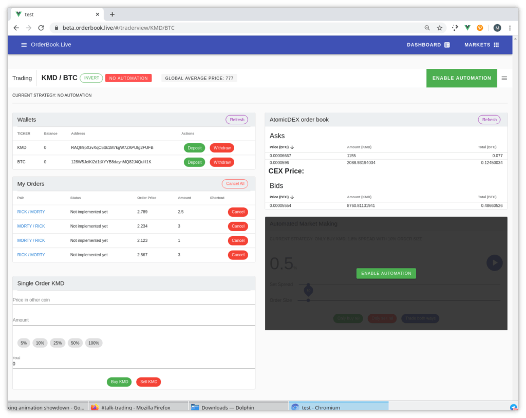 atomicDEX orderbook live project