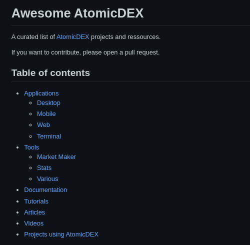 awesome atomicdex toc